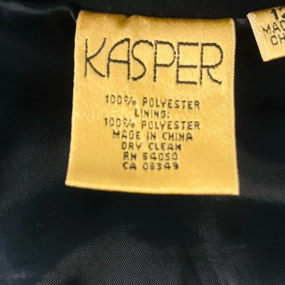 Kasper Black Pewter Silver Textured Swirl Pattern Women's 3 Piece Pantsuit